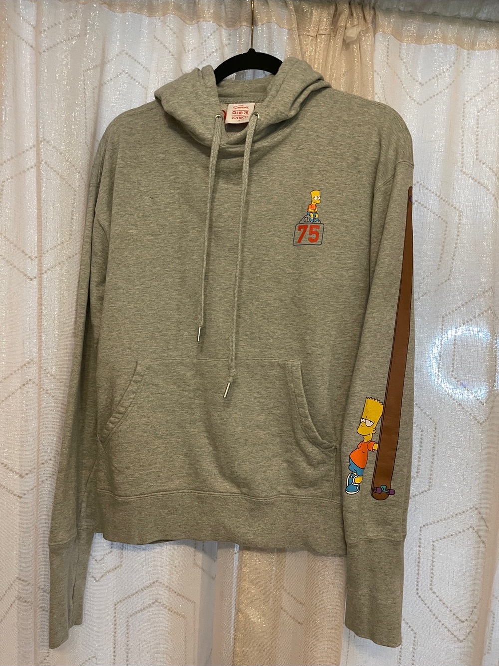 Joyrich Gray Hoodie with Bart Simpson Sleeve Graphic